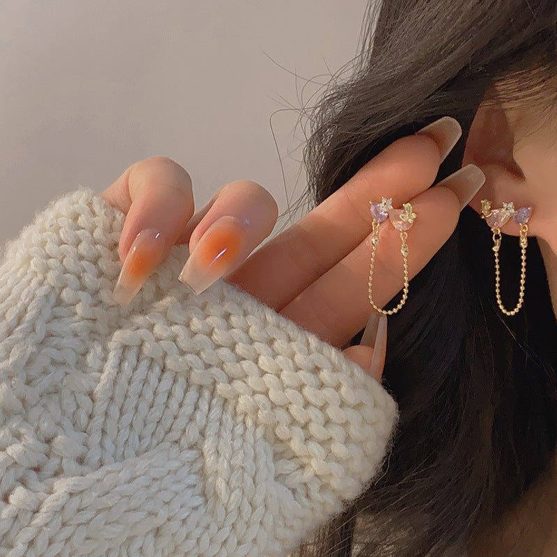 Flower and Butterfly Earrings - Brooklyn - Gold - Plated - Abbott Atelier