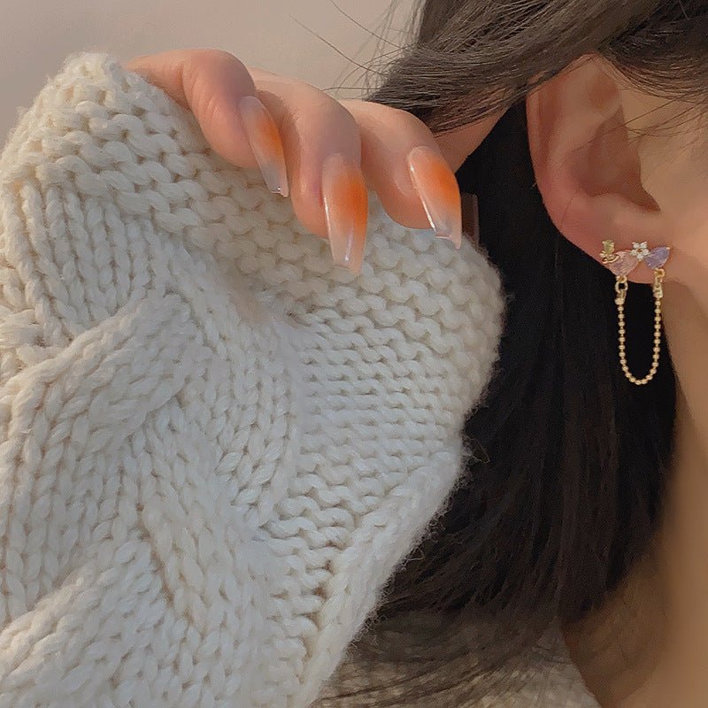 Flower and Butterfly Earrings - Brooklyn - Gold - Plated - Abbott Atelier