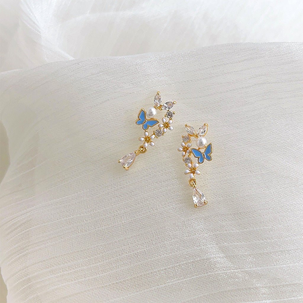 Flower Butterfly Earrings - Melissa - Gold - Plated - Abbott Atelier