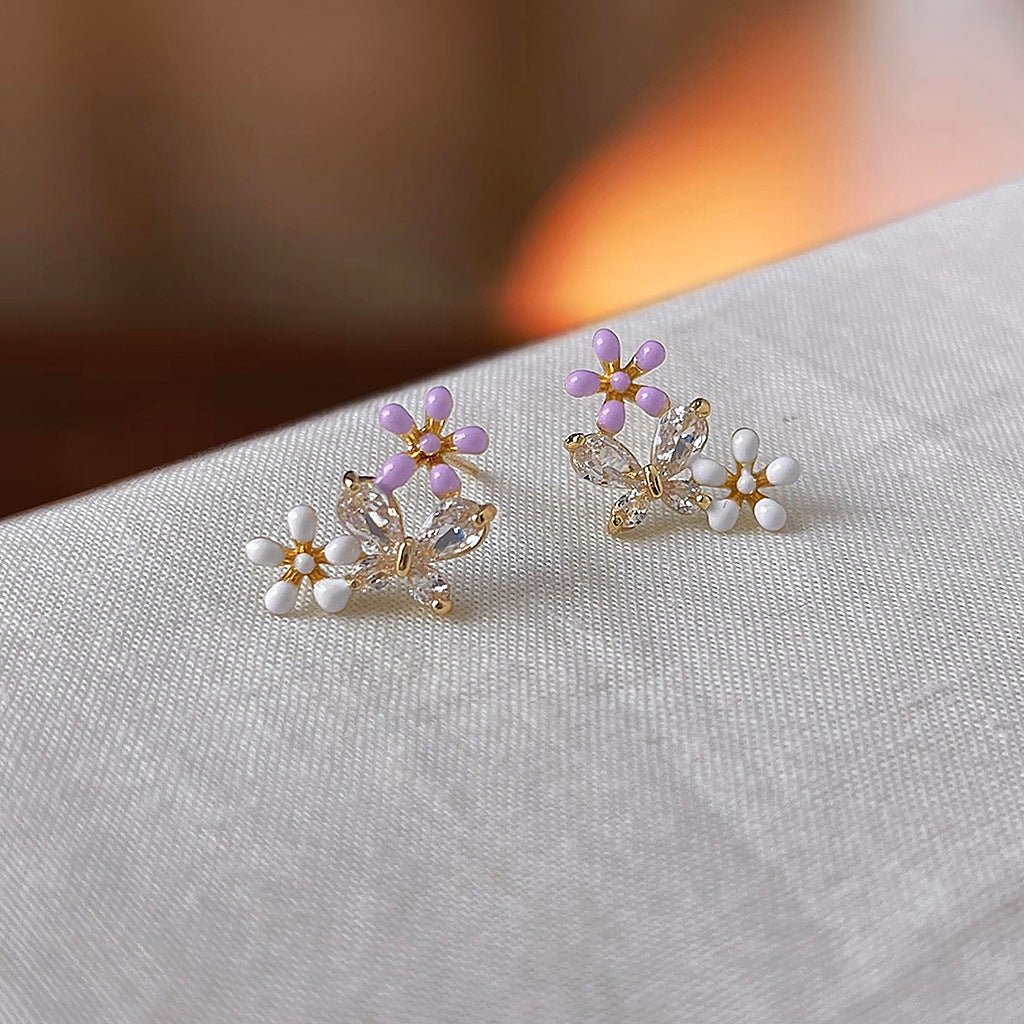 Flower Butterfly Earrings - Tatiana - Hypoallergenic - Abbott Atelier