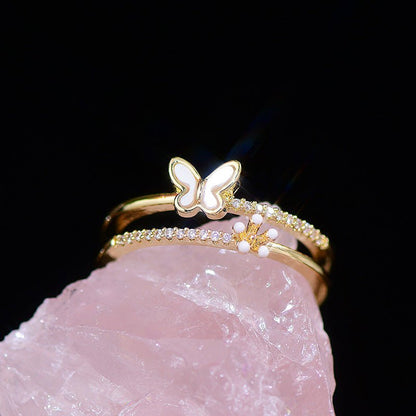 Flower Butterfly Ring - Naomi - Gold - Plated - Abbott Atelier