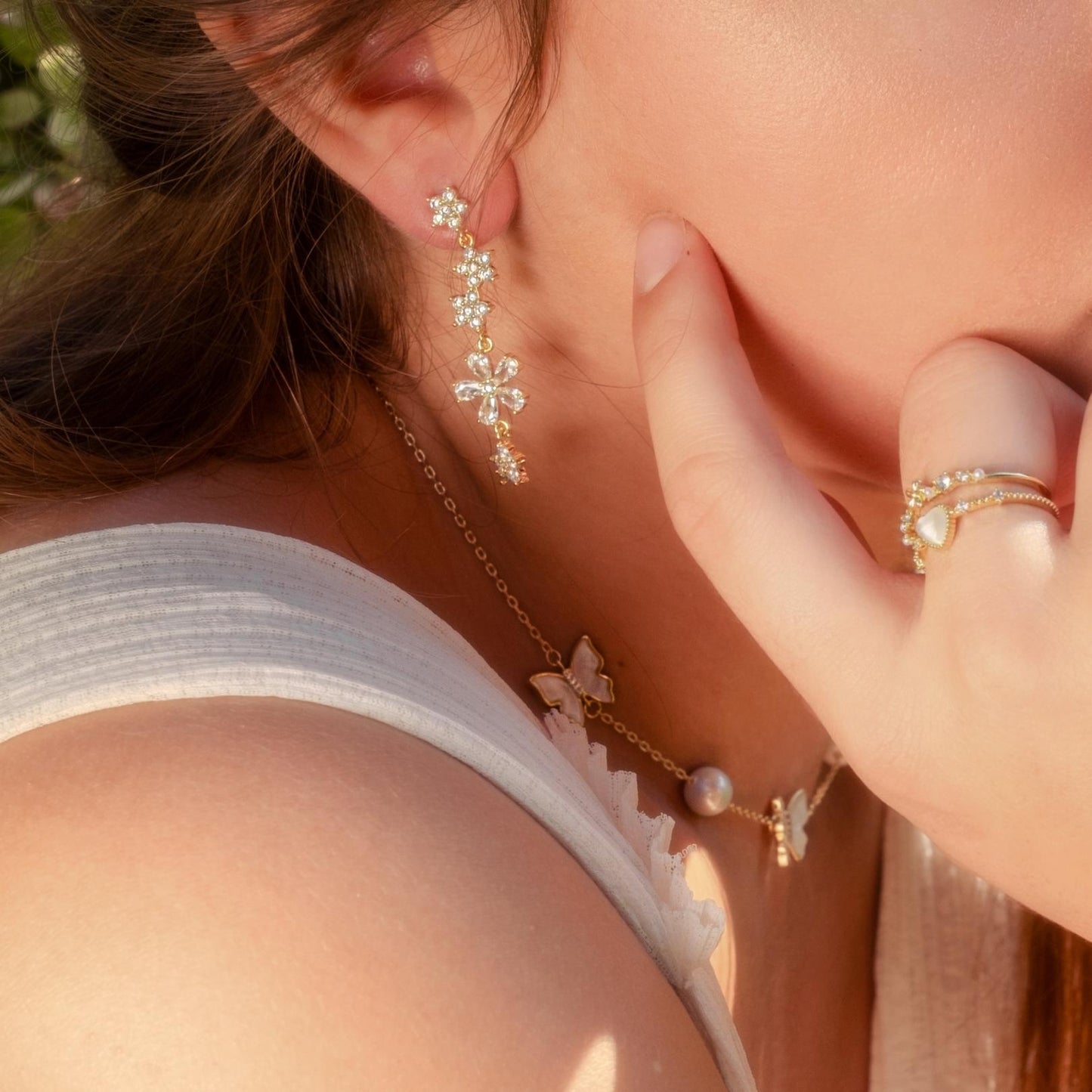 Flower Drop Earrings - Elena - Hypoallergenic - Abbott Atelier