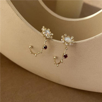 Flower Hoop Earrings - Hypoallergenic - Abbott Atelier