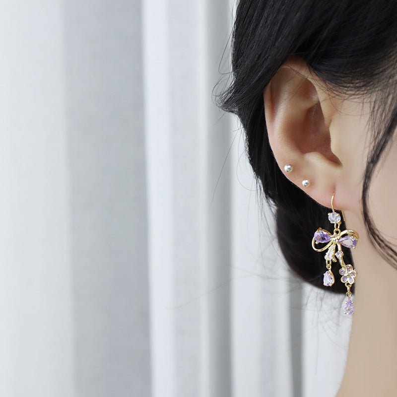 Flower Ribbon Earrings - Celina - Gold Plated - Abbott Atelier
