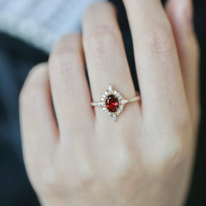 Garnet Baroque Ring - Gold - Plated - Abbott Atelier