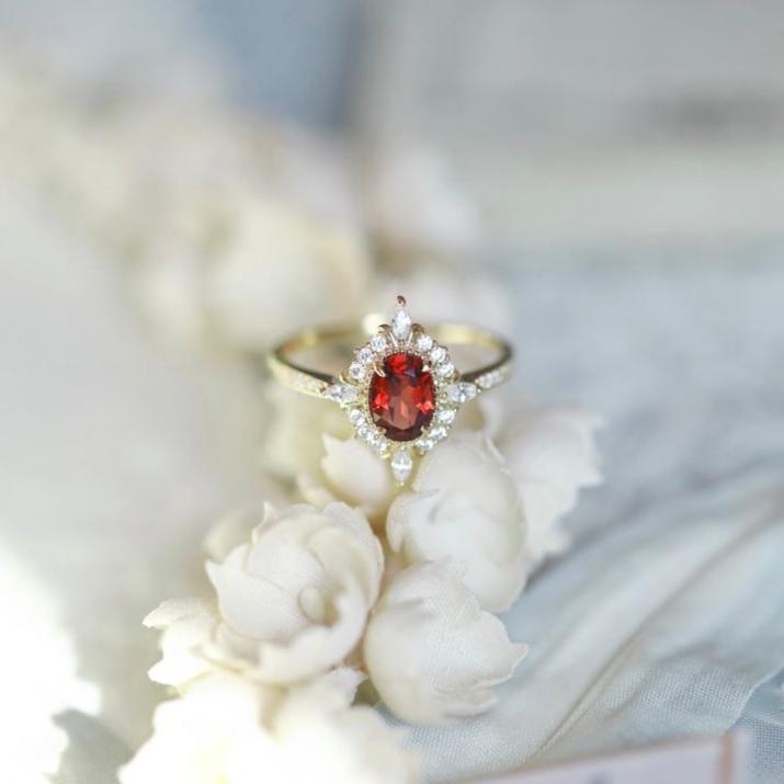 Garnet Baroque Ring - Gold - Plated - Abbott Atelier