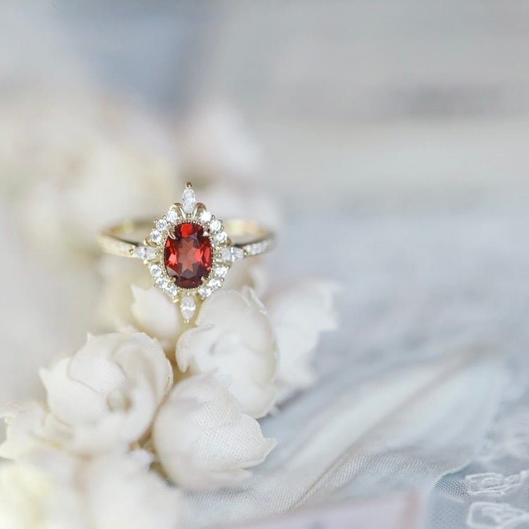 Garnet Baroque Ring - Gold - Plated - Abbott Atelier