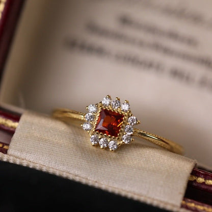 Garnet Emberstone Ring - Gold Plated Brass - Abbott Atelier