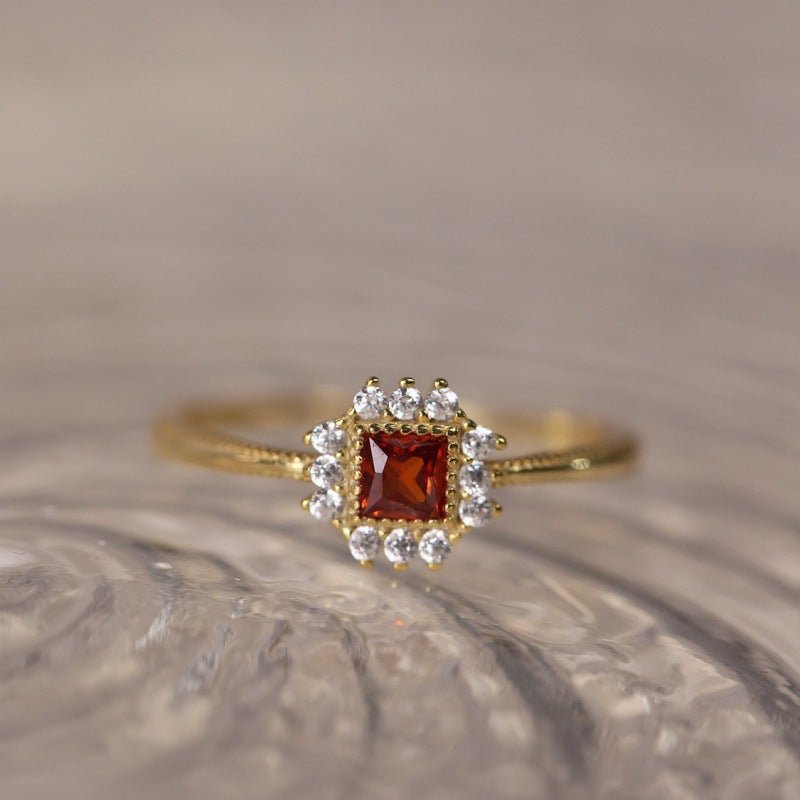 Garnet Emberstone Ring - Gold Plated Brass - Abbott Atelier