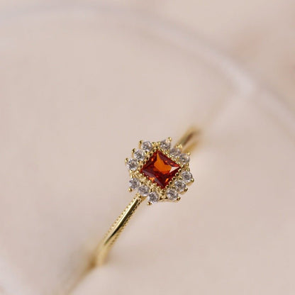 Garnet Emberstone Ring - Gold Plated Brass - Abbott Atelier