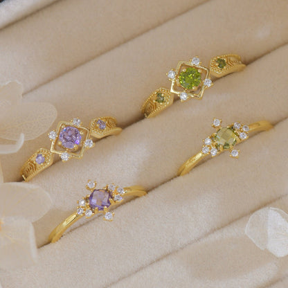 Green Baroque Ring Set - Gold - Plated - Abbott Atelier