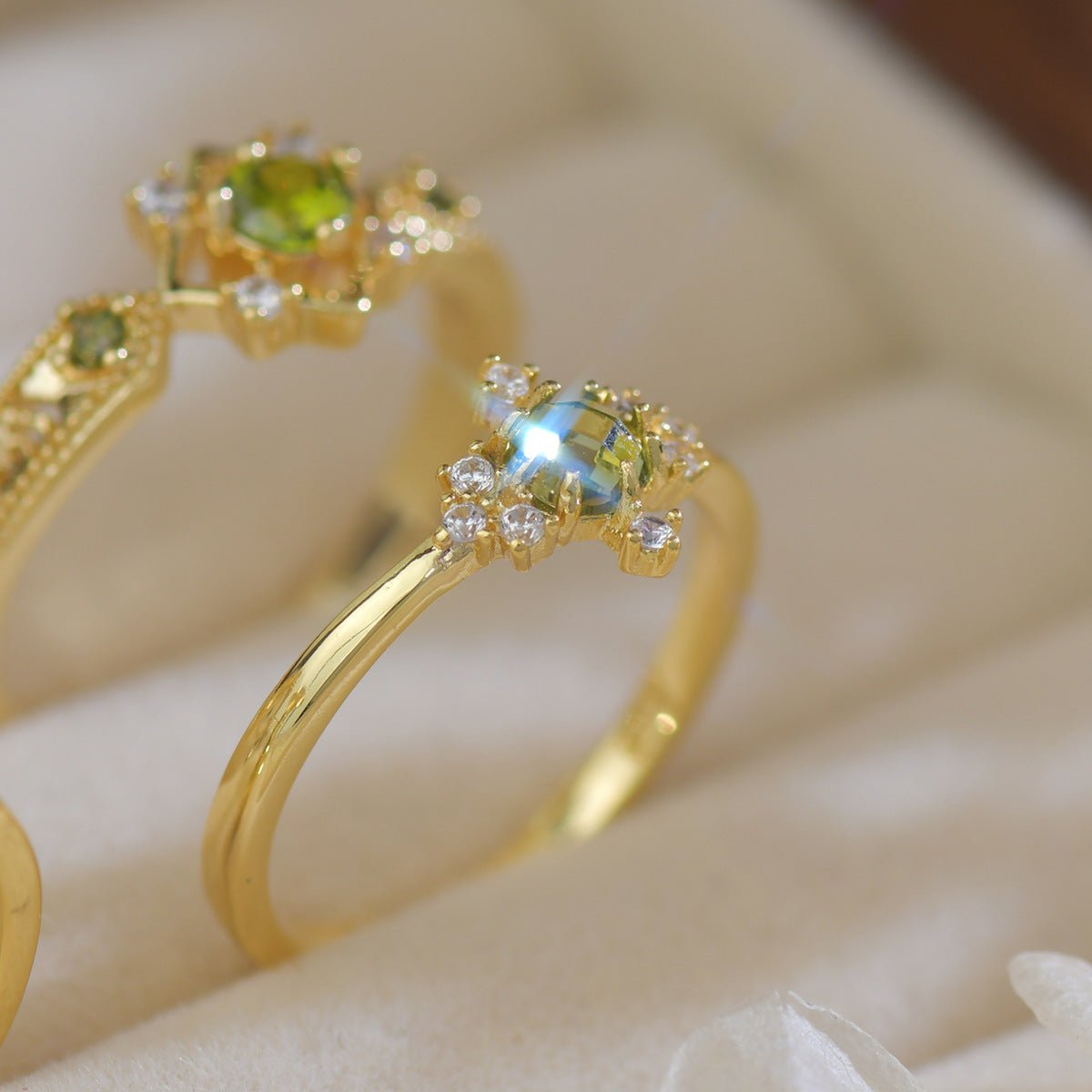 Green Baroque Ring Set - Gold - Plated - Abbott Atelier