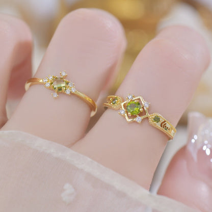 Green Baroque Ring Set - Gold - Plated - Abbott Atelier