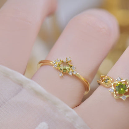 Green Baroque Ring Set - Gold - Plated - Abbott Atelier