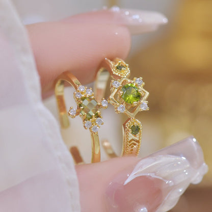 Green Baroque Ring Set - Gold - Plated - Abbott Atelier