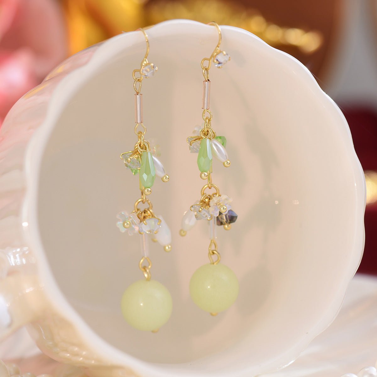 Green Grape Earrings - Gold - Plated - Abbott Atelier