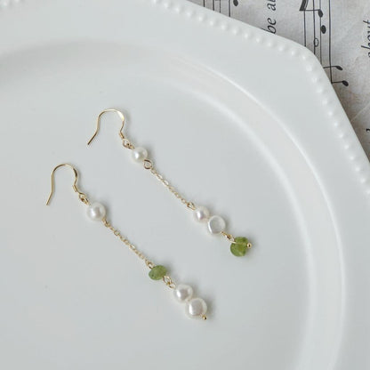 Green Quartz and Pearl Earrings (2 Styles) - Hypoallergenic - Abbott Atelier