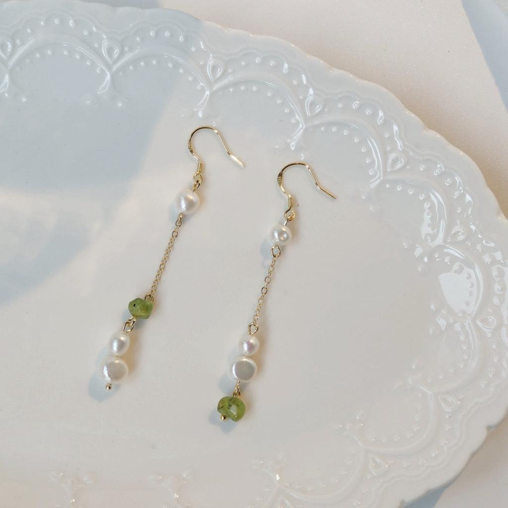 Green Quartz and Pearl Earrings (2 Styles) - Hypoallergenic - Abbott Atelier