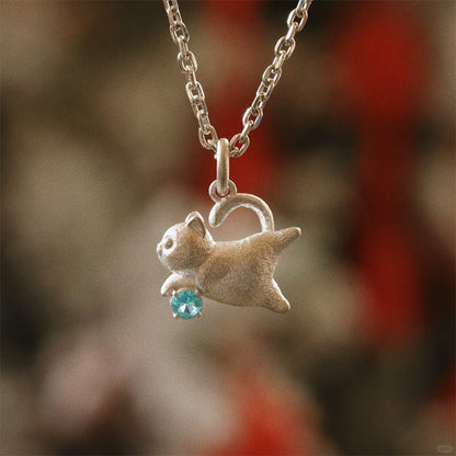 Happy Cat Necklace - Silver Plated - Abbott Atelier