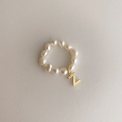 Initial Pearl Ring - Gold - Plated - Abbott Atelier