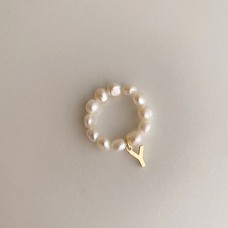 Initial Pearl Ring - Gold - Plated - Abbott Atelier