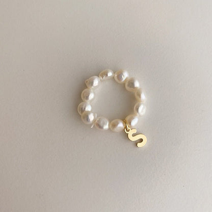 Initial Pearl Ring - Gold - Plated - Abbott Atelier