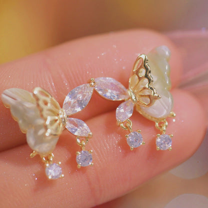 Jade Butterfly Earrings - Hypoallergenic - Abbott Atelier