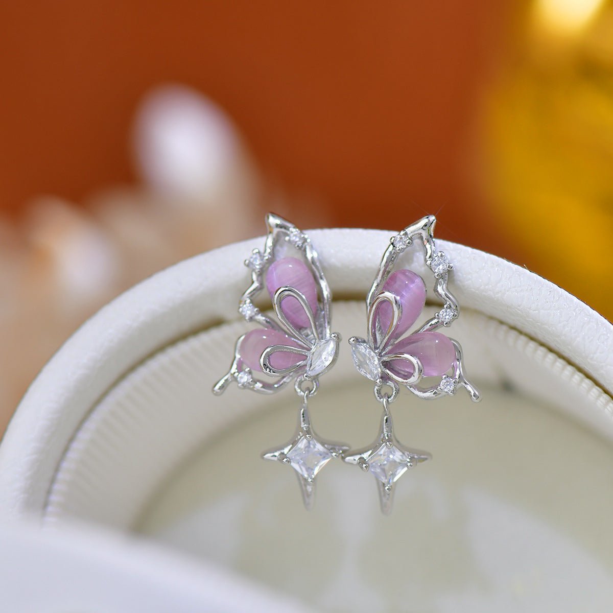 Lilac Butterfly Earrings - Hypoallergenic - Abbott Atelier