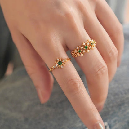 Lustre Emerald Ring - Gold - Plated - Abbott Atelier