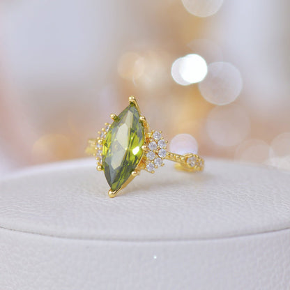 Marquise Peridot Ring - Gold - Plated - Abbott Atelier