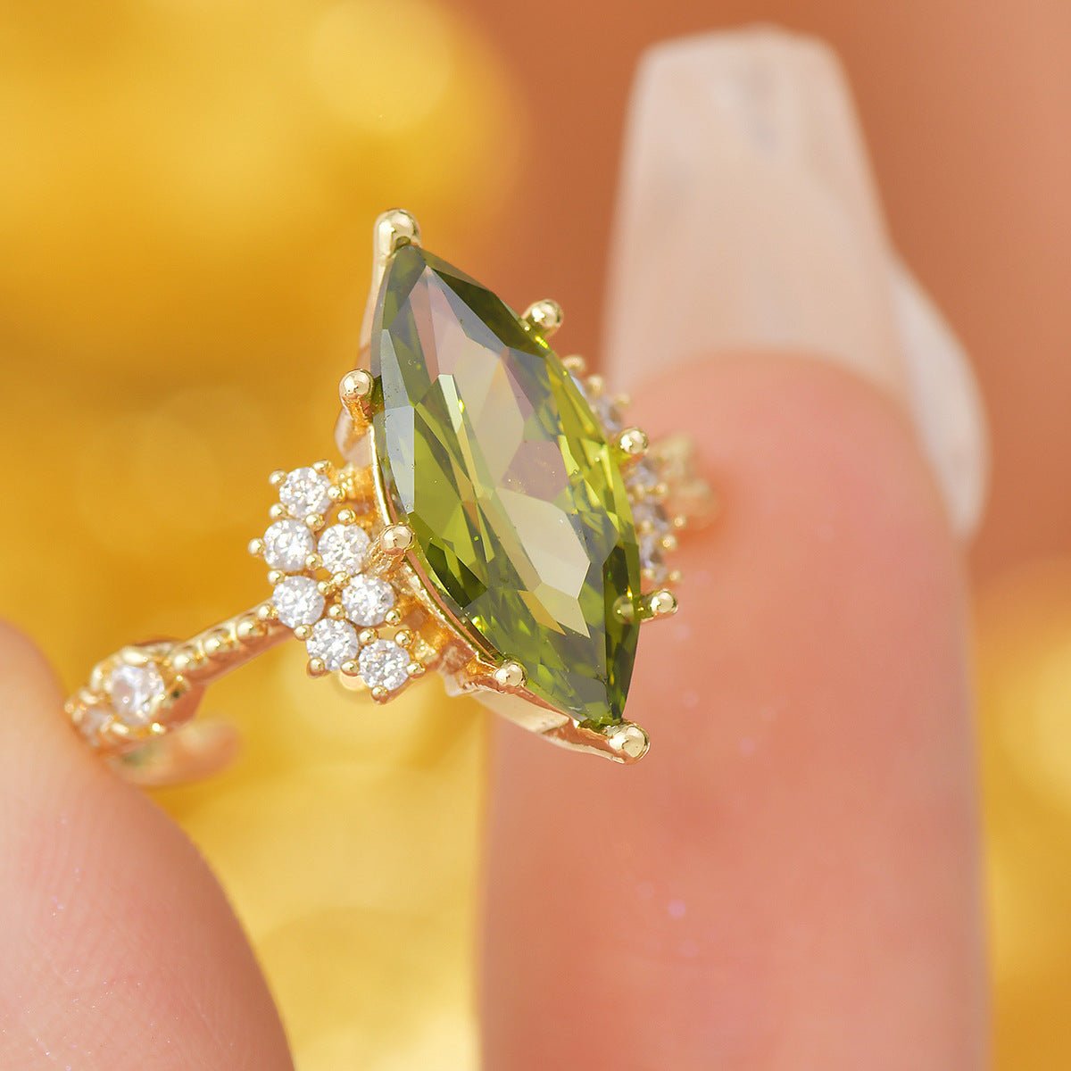 Marquise Peridot Ring - Gold - Plated - Abbott Atelier