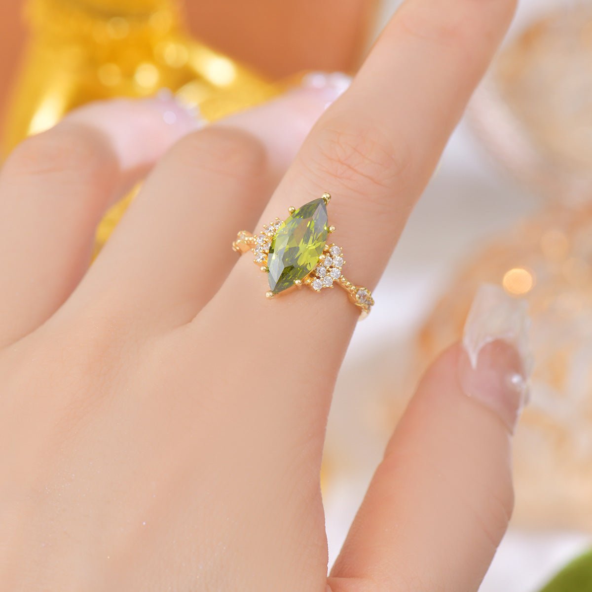 Marquise Peridot Ring - Gold - Plated - Abbott Atelier