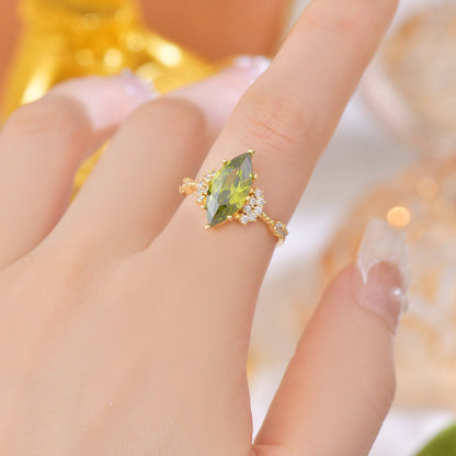 Marquise Peridot Ring - Gold - Plated - Abbott Atelier