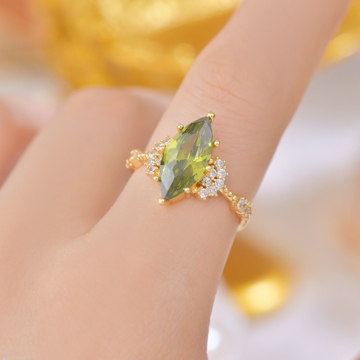 Marquise Peridot Ring - Gold - Plated - Abbott Atelier