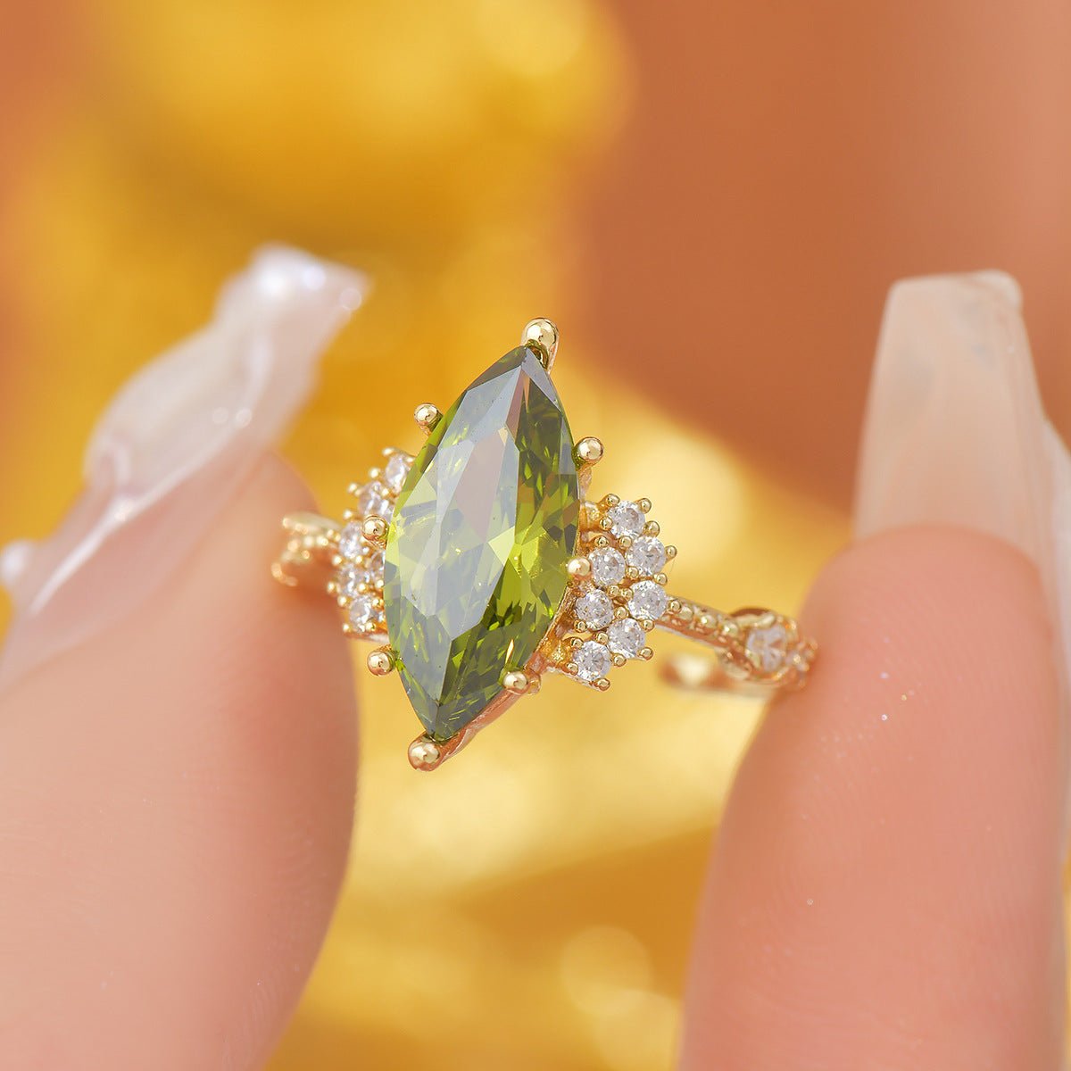 Marquise Peridot Ring - Gold - Plated - Abbott Atelier