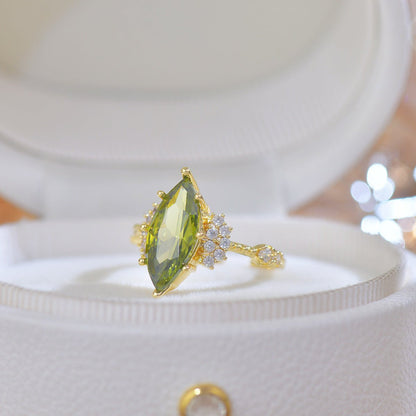 Marquise Peridot Ring - Gold - Plated - Abbott Atelier