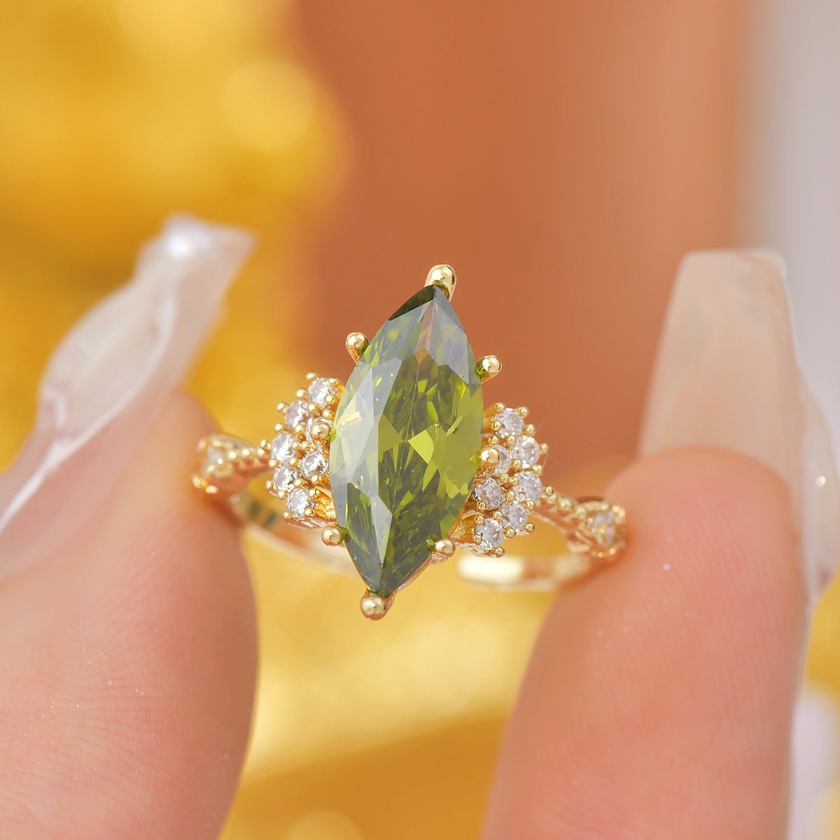 Marquise Peridot Ring - Gold - Plated - Abbott Atelier