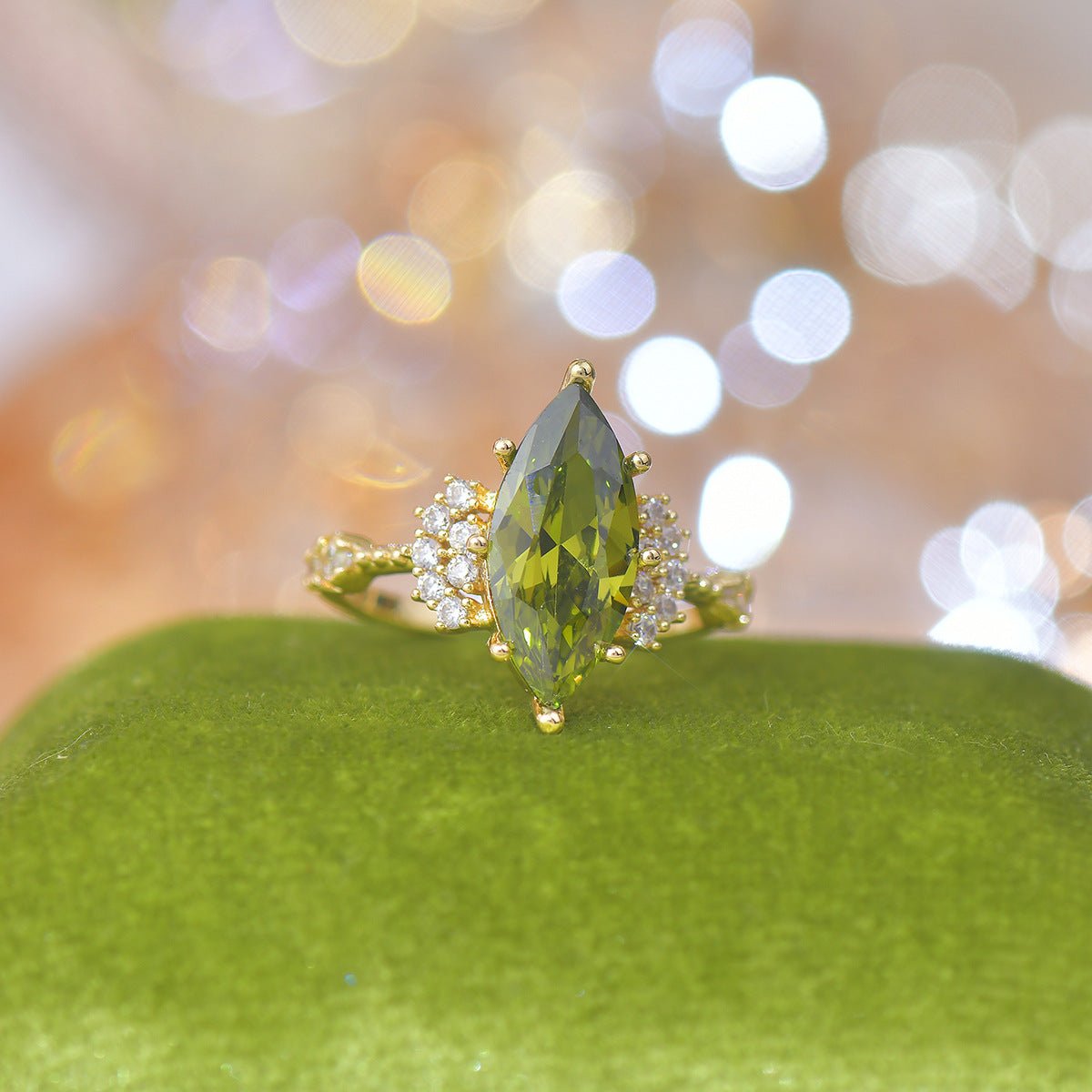 Marquise Peridot Ring - Gold - Plated - Abbott Atelier