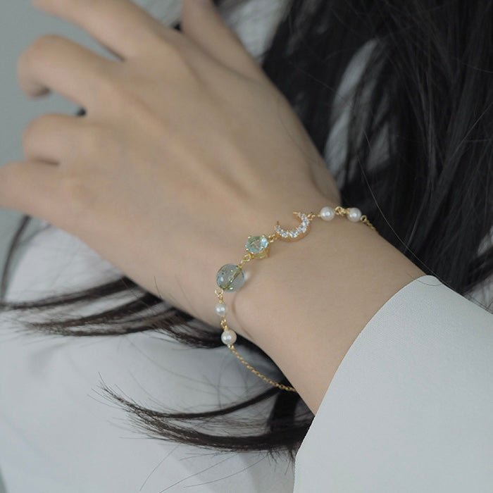 Moon and Star Bracelet (Solid Silver) - Hypoallergenic - Abbott Atelier