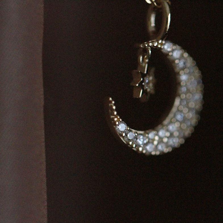 Moon and Star Necklace (Solid Silver) - Hypoallergenic - Abbott Atelier