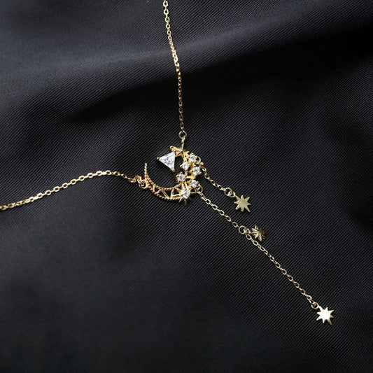 Moon and Star Necklace (Solid Silver) - Hypoallergenic - Abbott Atelier