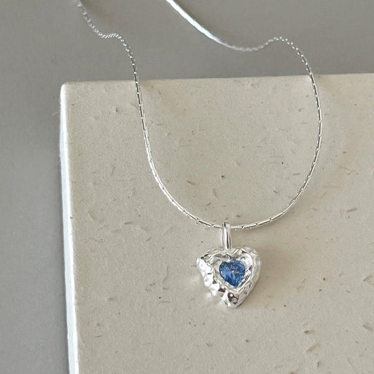 Ocean Heart Necklace (Solid Silver) - Hypoallergenic - Abbott Atelier