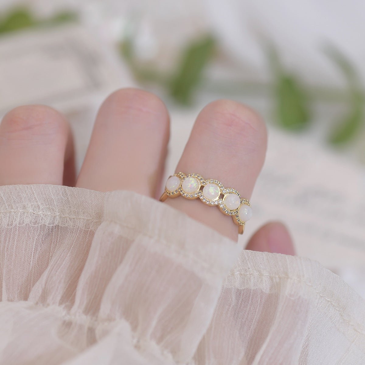 Opal Blossom Ring Set - Gold - Plated - Abbott Atelier