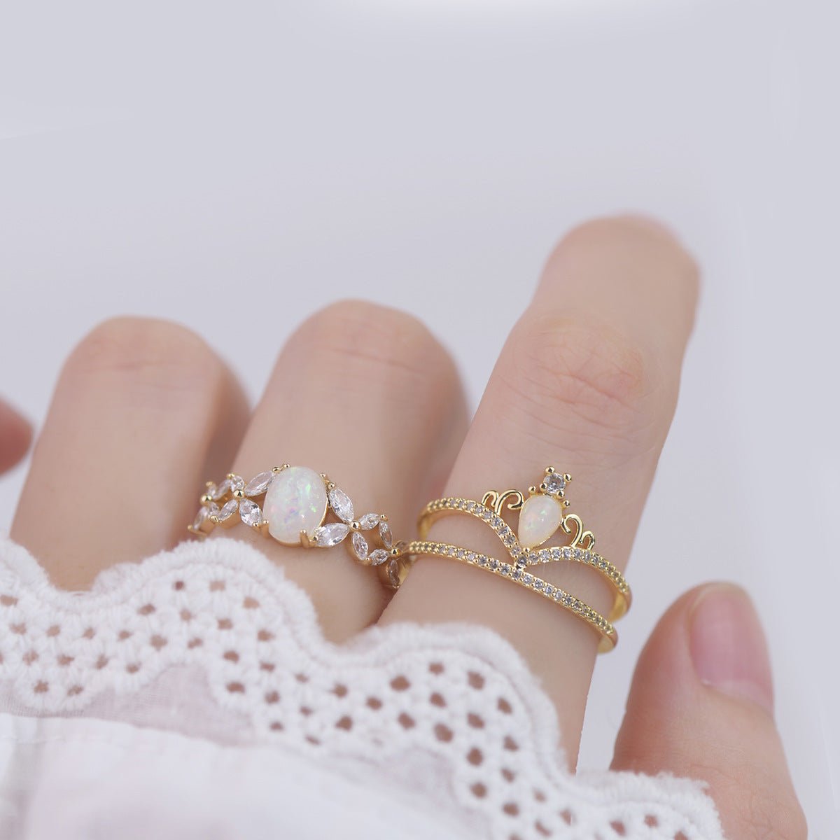 Opal Tiara Ring Set - Gold - Plated - Abbott Atelier