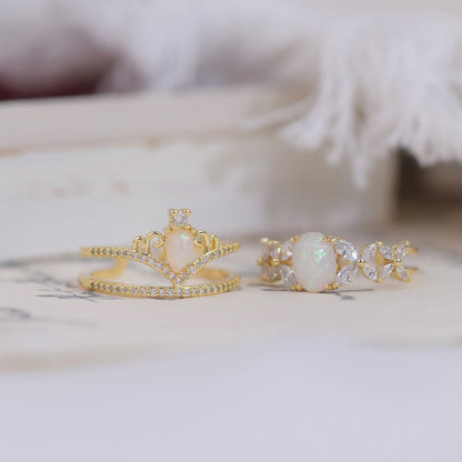 Opal Tiara Ring Set - Gold - Plated - Abbott Atelier