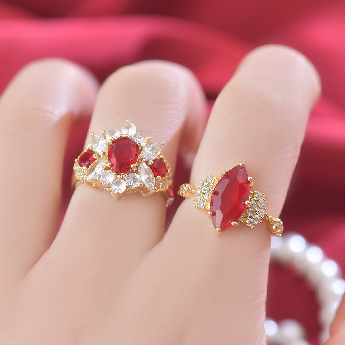 Opulent Ruby Ring - Gold - Plated - Abbott Atelier