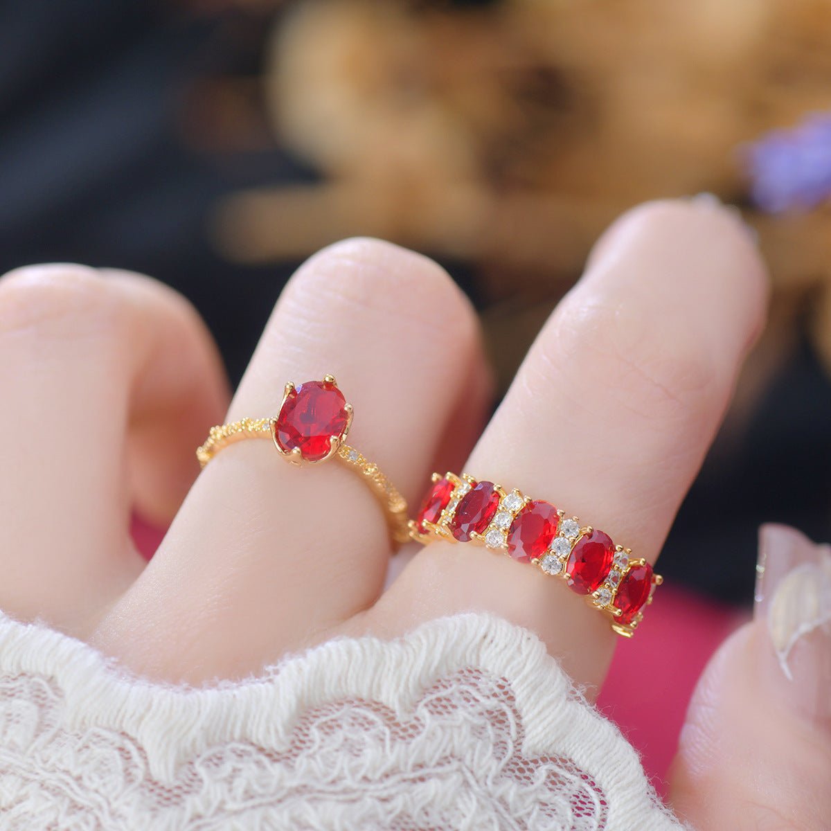 Oval Ruby Ring - Gold - Plated - Abbott Atelier