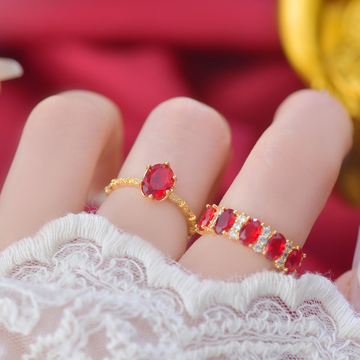 Oval Ruby Ring - Gold - Plated - Abbott Atelier