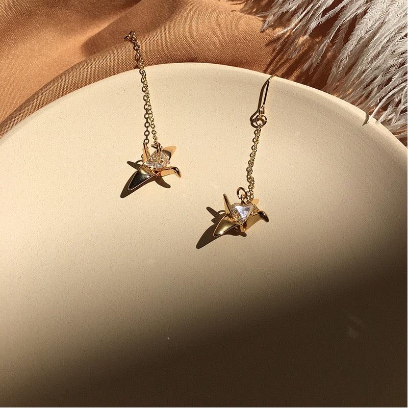 Paper Crane Earrings - Gold - Filled - Abbott Atelier