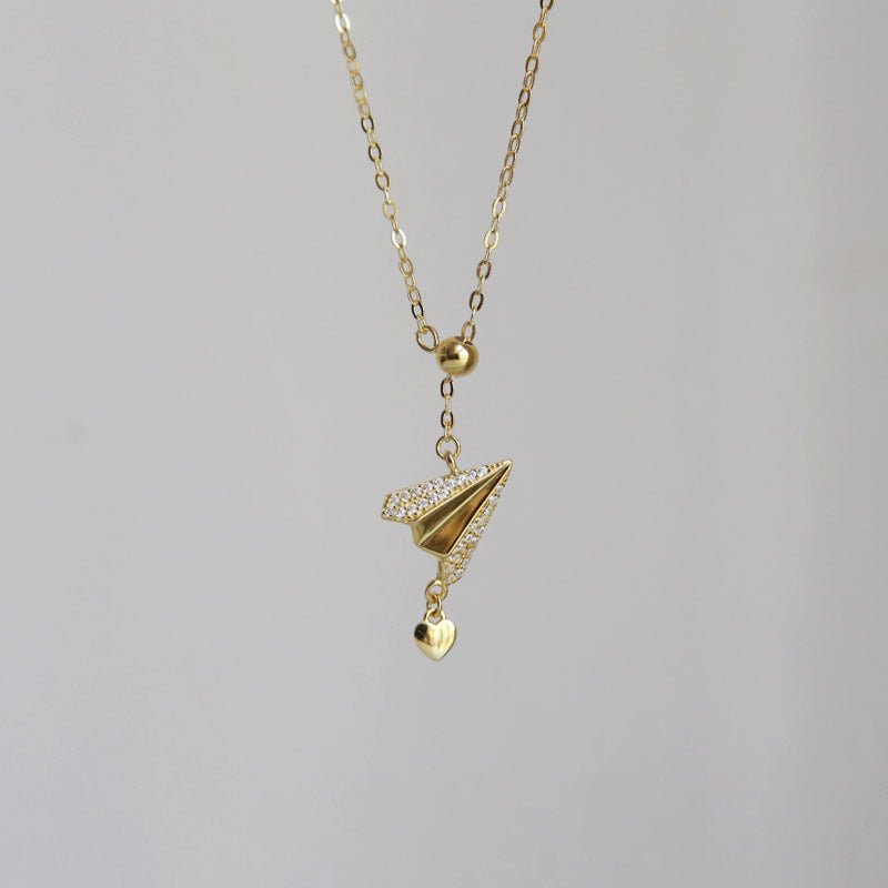 Paper Plane Necklace (Solid Silver) - Hypoallergenic - Abbott Atelier